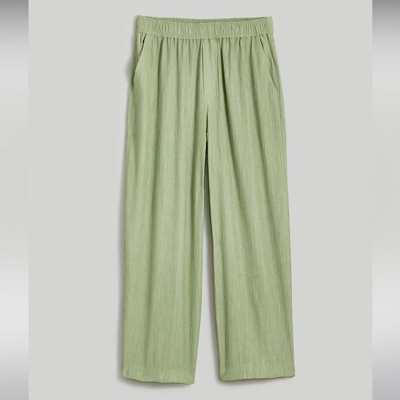 *Discolor on Leg* Madewell NWT Crinkled Crepe Straight-Leg Crop Pants Size Large - Picture 4 of 14